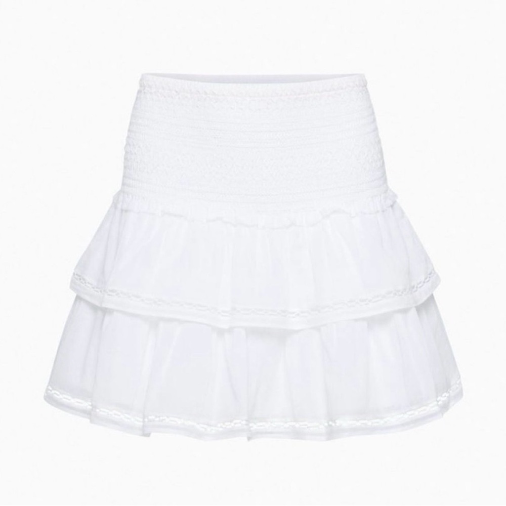 Sunday Best White Tiered Smocked Waist Mini Skirt